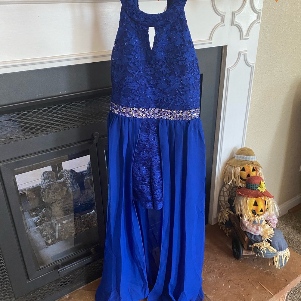 Blue Speechless kids romper dress